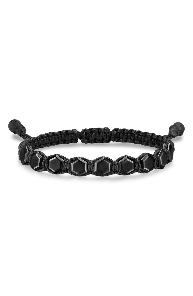 David Yurman Faceted Woven Bracelet in Black Titanium with Black Nylon and Black Onyx, Main, color, Alternative Material