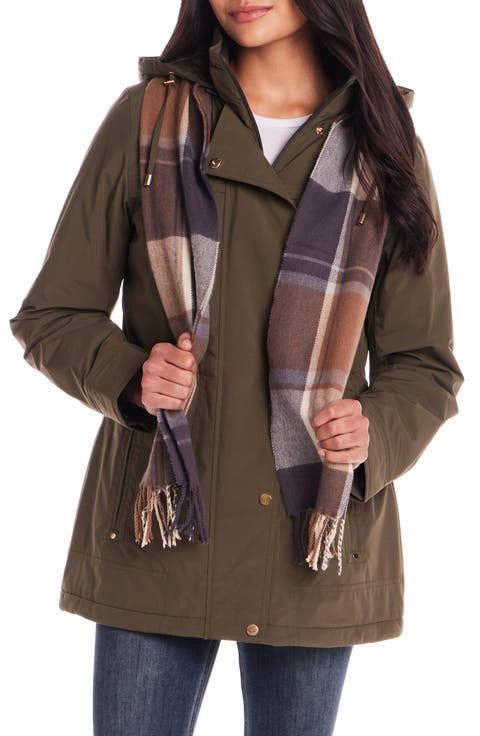 Water Resistant Insulated Stadium Coat with Removable Hood