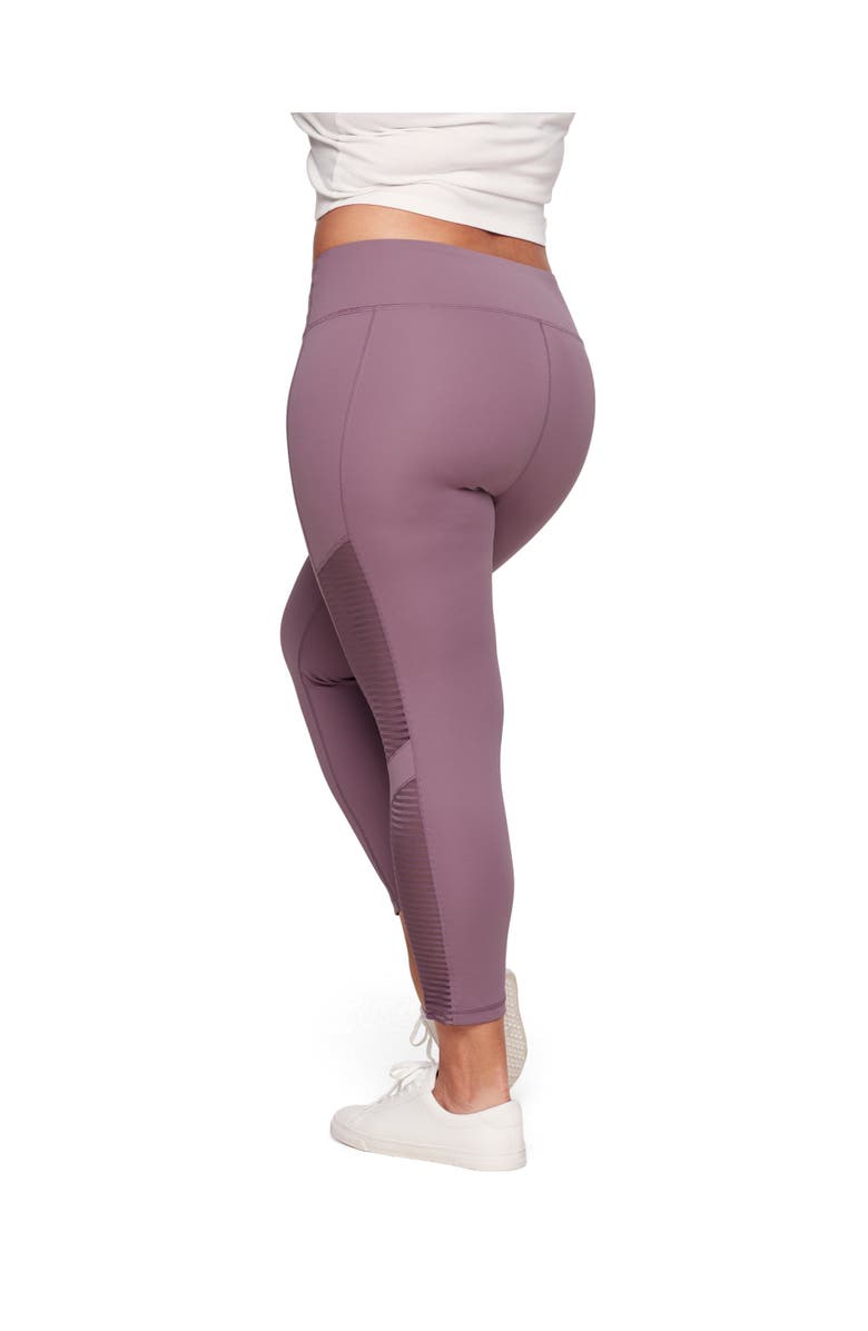 Adore Me Cali Active 7/8 Legging With Striped Mesh, Alternate, color, Dark Purple