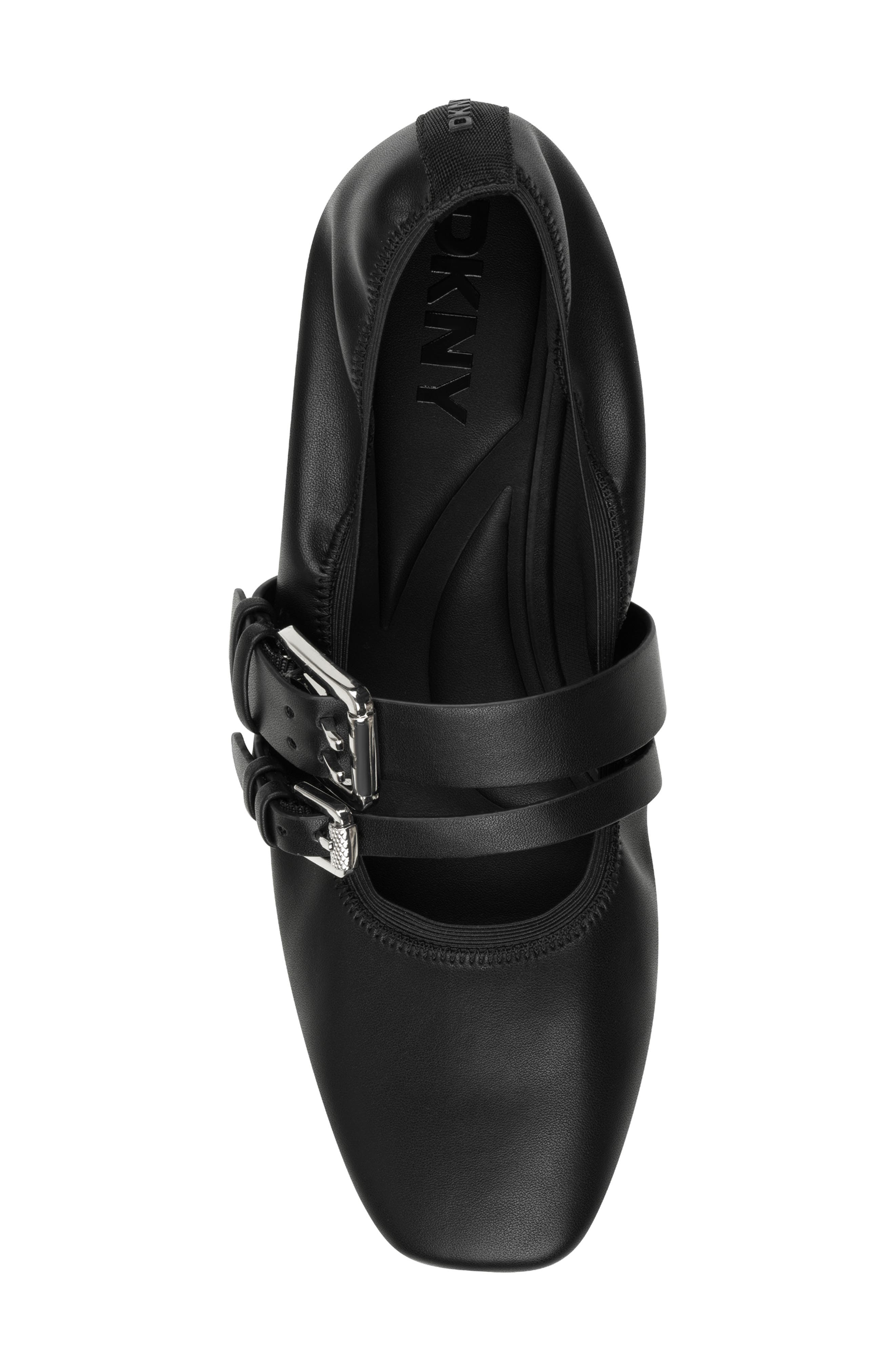 DKNY Dade Buckle Strap Ballet Flat, Alternate, color, Black