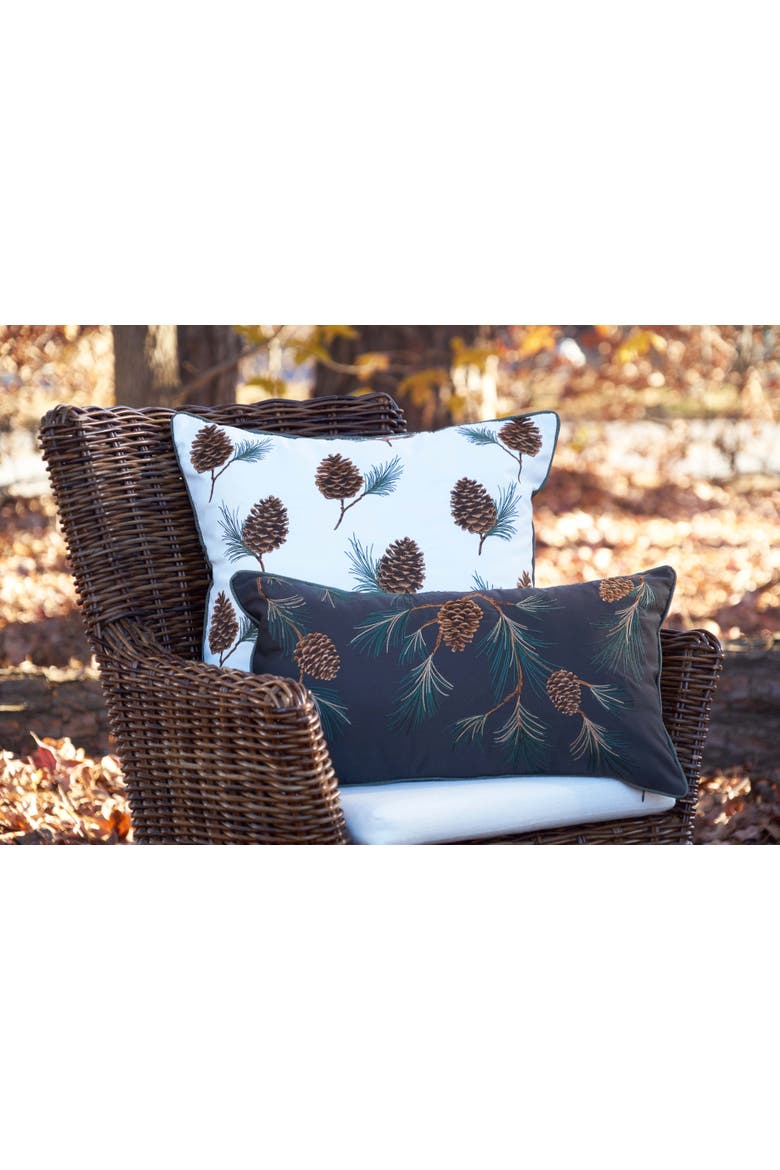 Pinecones and Branches Pattern Indoor/Outdoor Pillow, Alternate, color, Brown