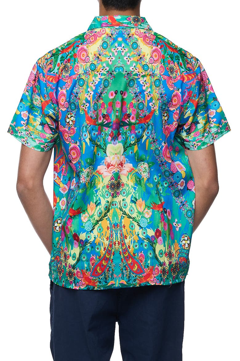 Printed Camp Shirt, Alternate, color, BLUE