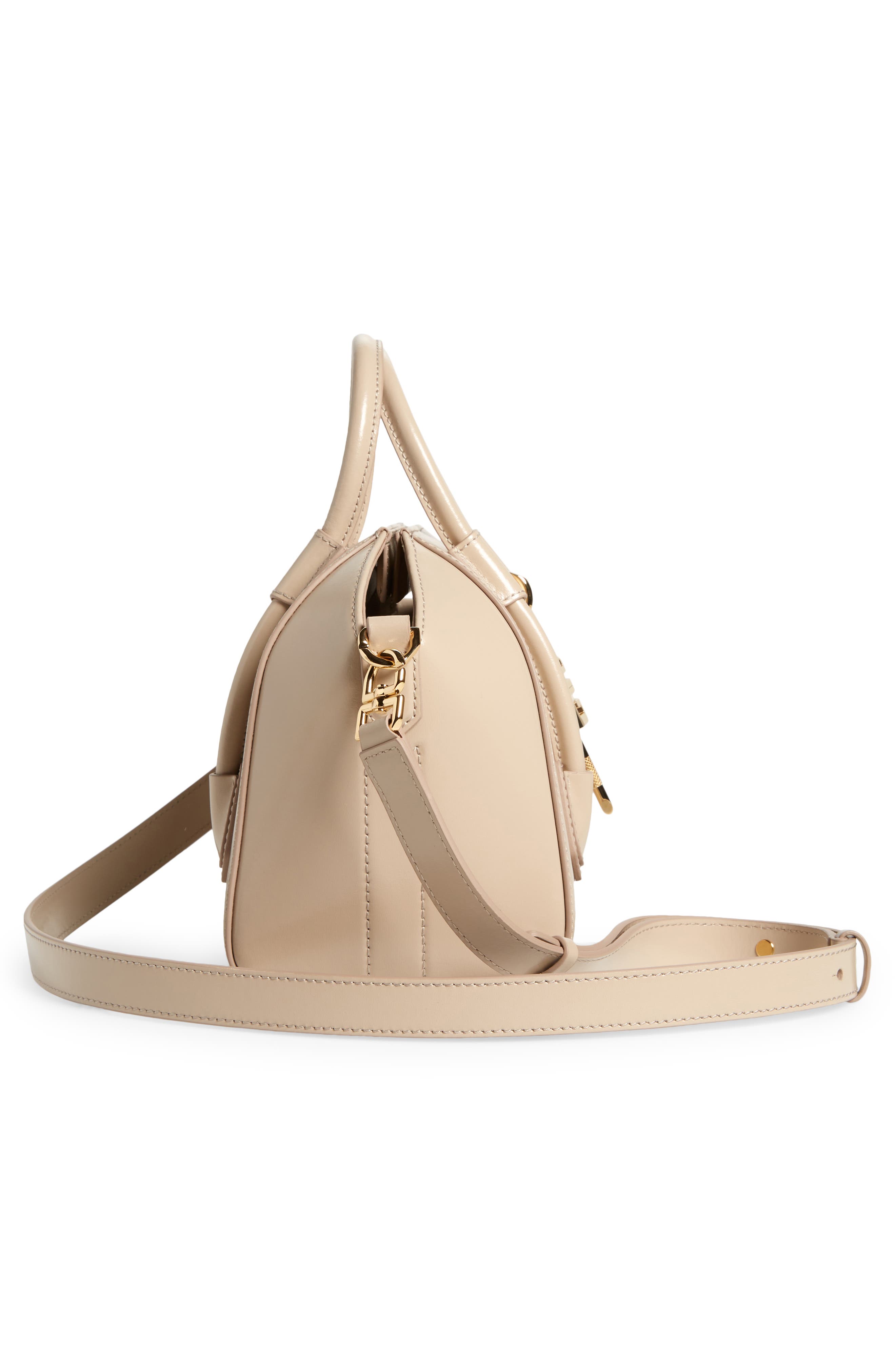Mini Antigona Lock Leather Satchel, Alternate, color, NATURAL BEIGE