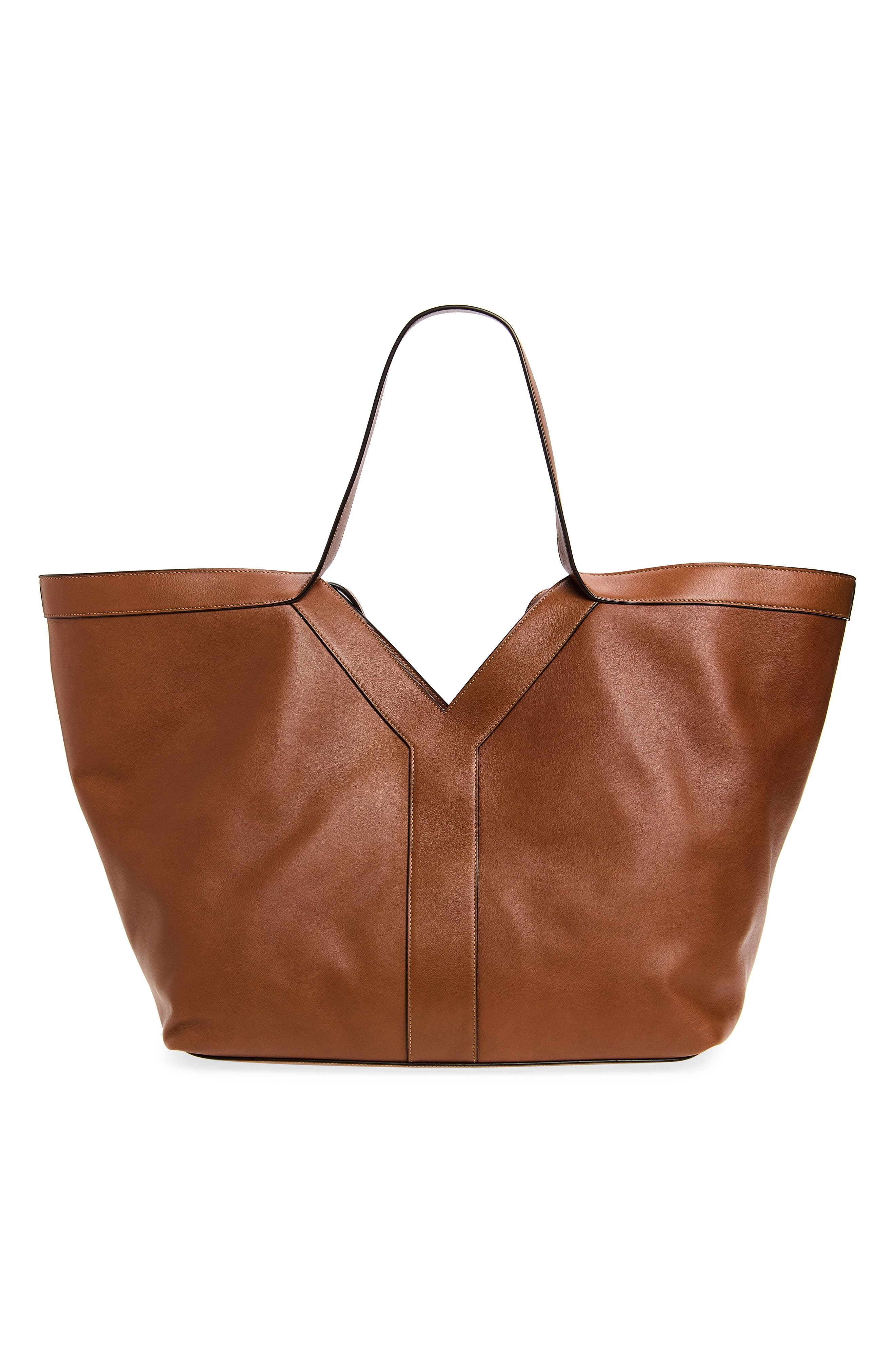 Saint Laurent Y Leather Tote, Alternate, color, Brick