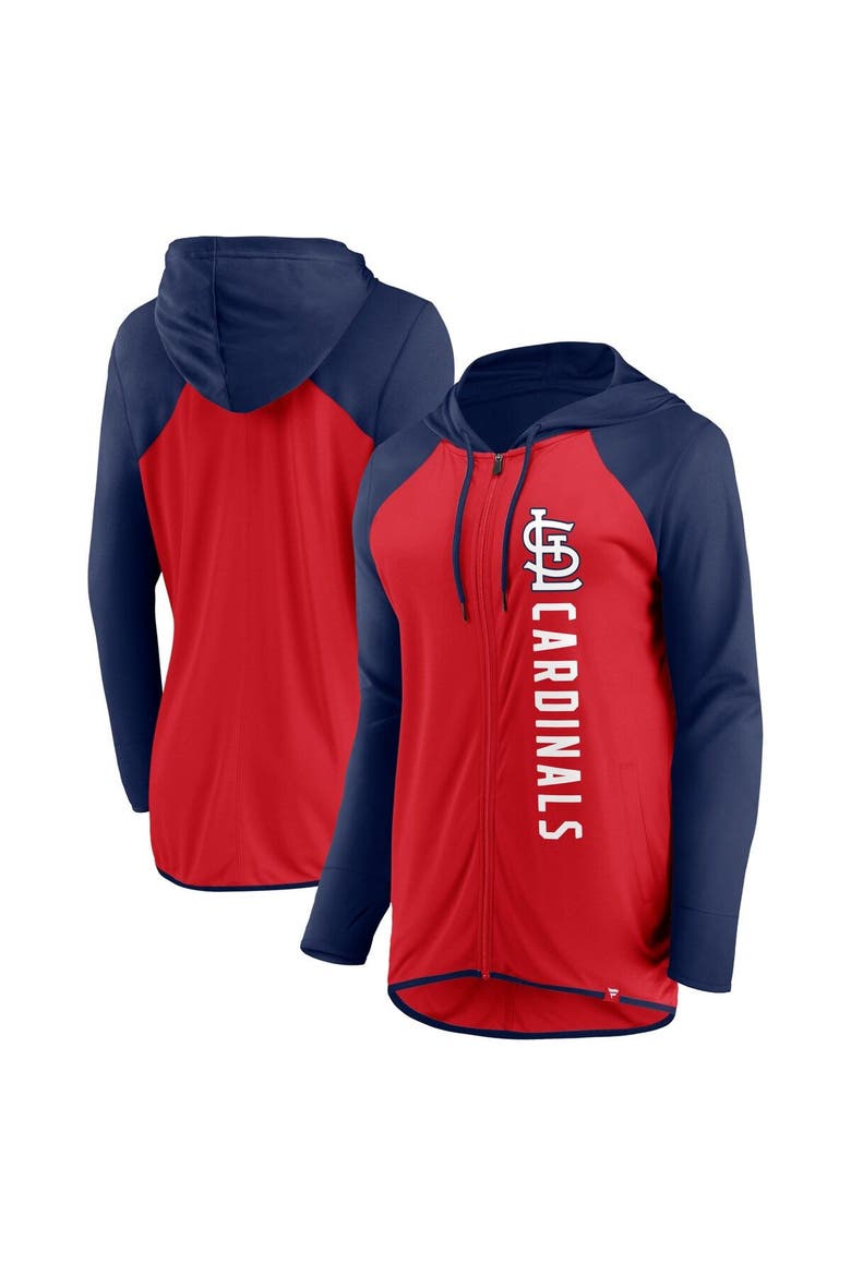 Women's Fanatics Red/Navy St. Louis Cardinals Forever Fan Full-Zip Hoodie Jacket, Main, color, Red