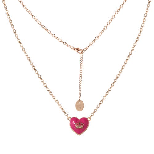 Juicy Couture Kids Crown Heart Necklace & Earring Set In Pink