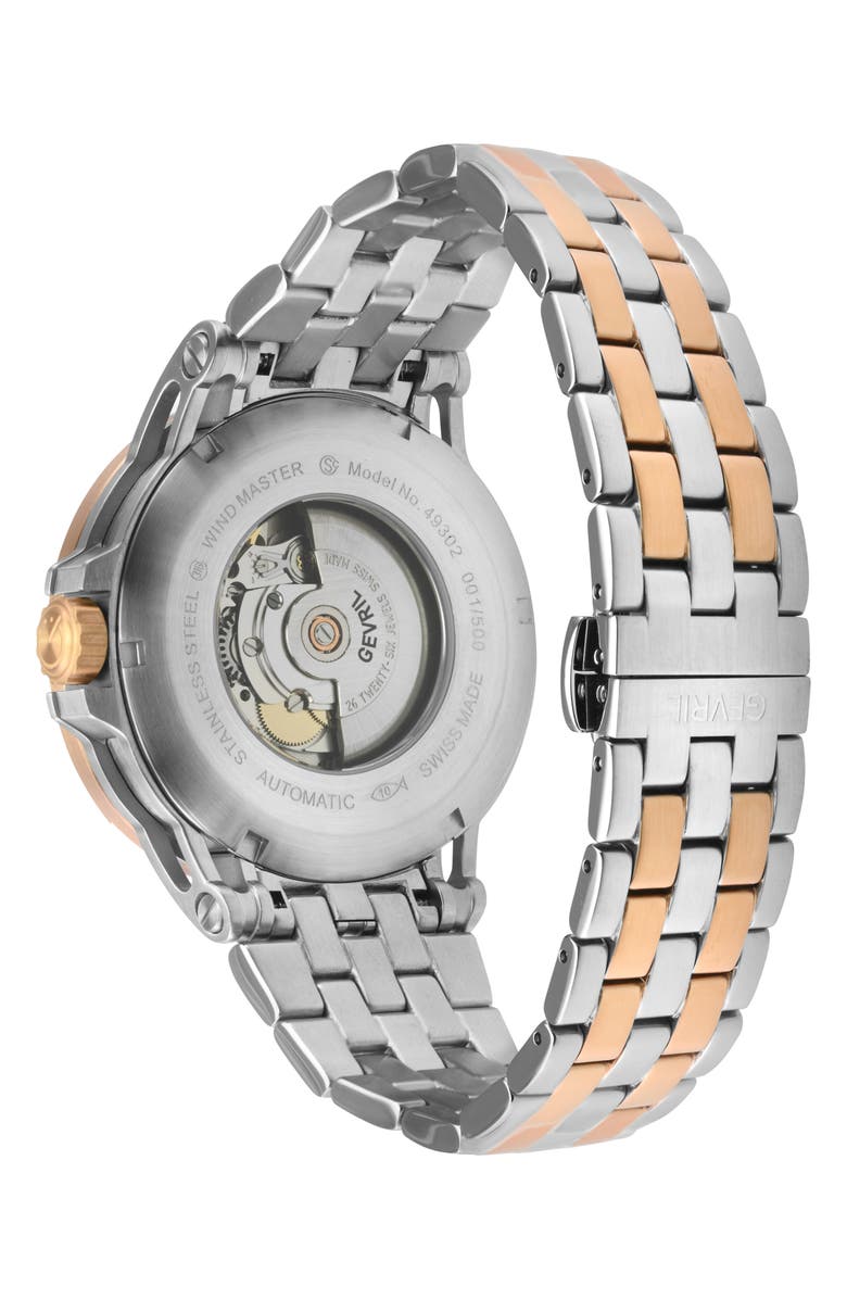 GEVRIL Wind Master Automatic Bracelet Watch, 44mm, Alternate, color, Two Toned Iprg/ Silver