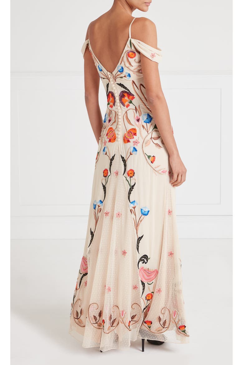 Toledo Strappy Gown, Alternate, color, Almond Mix