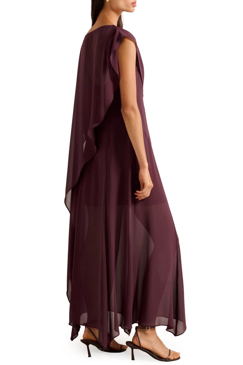 Honey Sheer Maxi Dress with Cape, Alternate, color, IMPERIAL PORT
