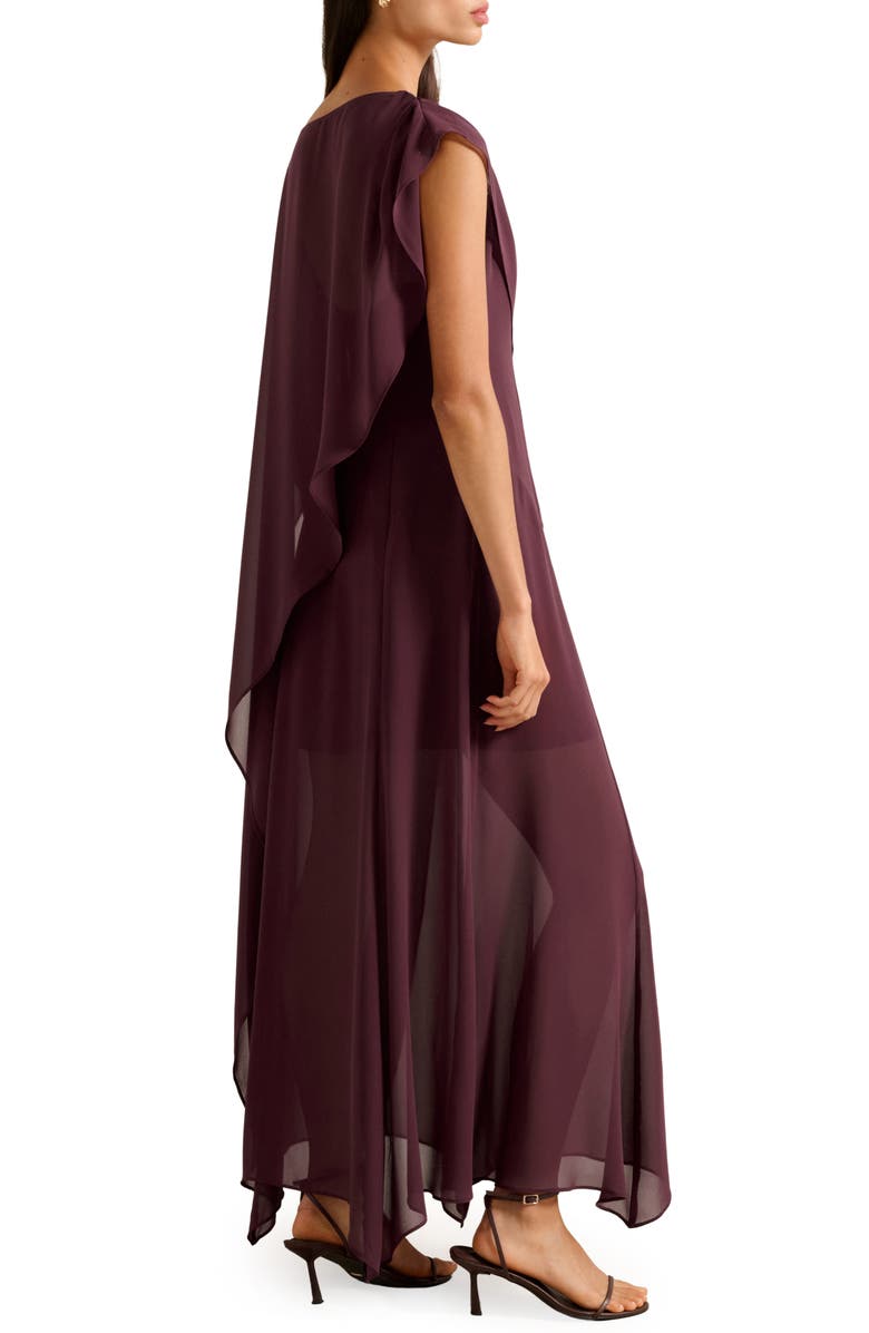 Ever New Honey Sheer Maxi Dress with Cape, Alternate, color, Imperial Port