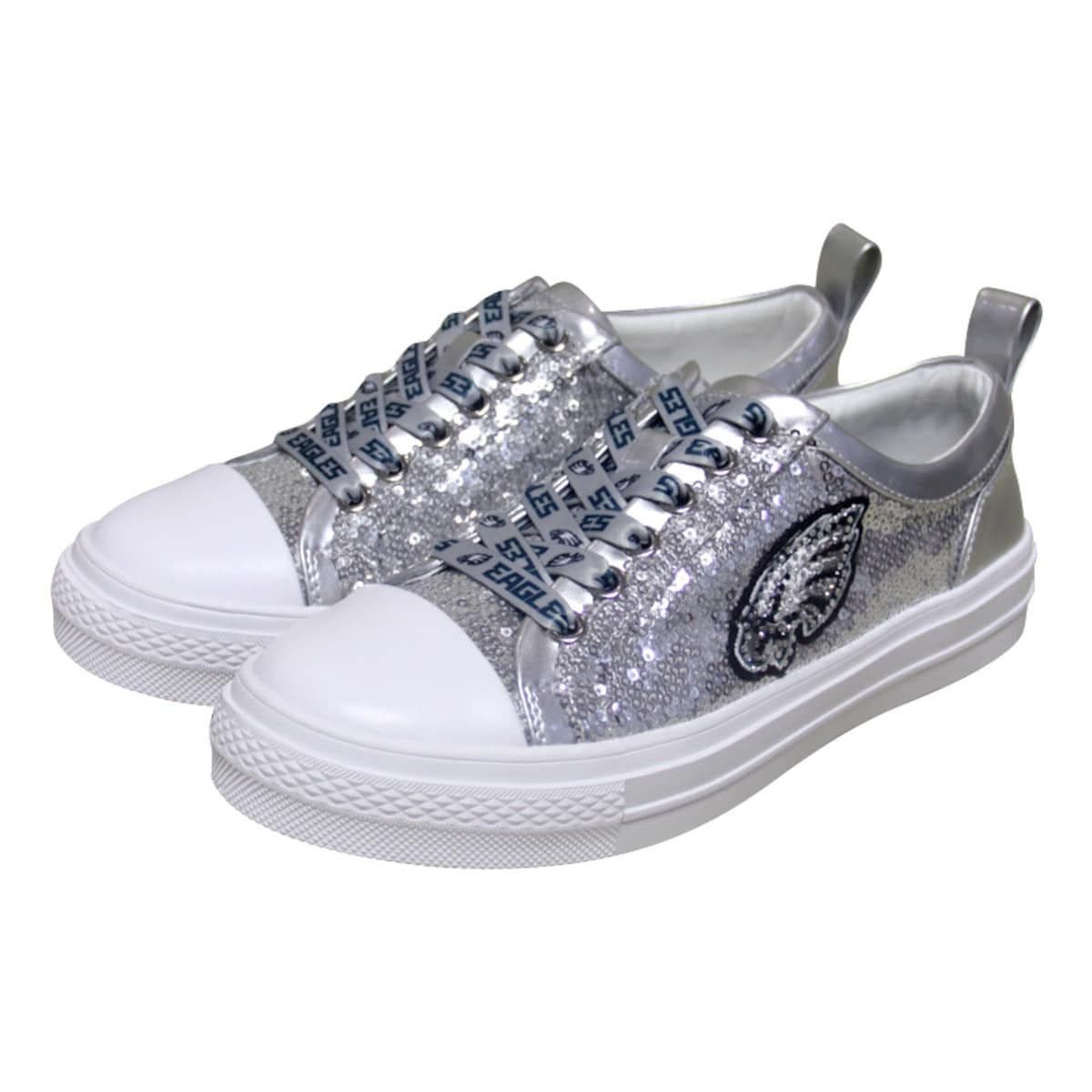 CUCE Women's Cuce Silver Philadelphia Eagles Team Sequin Sneakers, Alternate, color, 