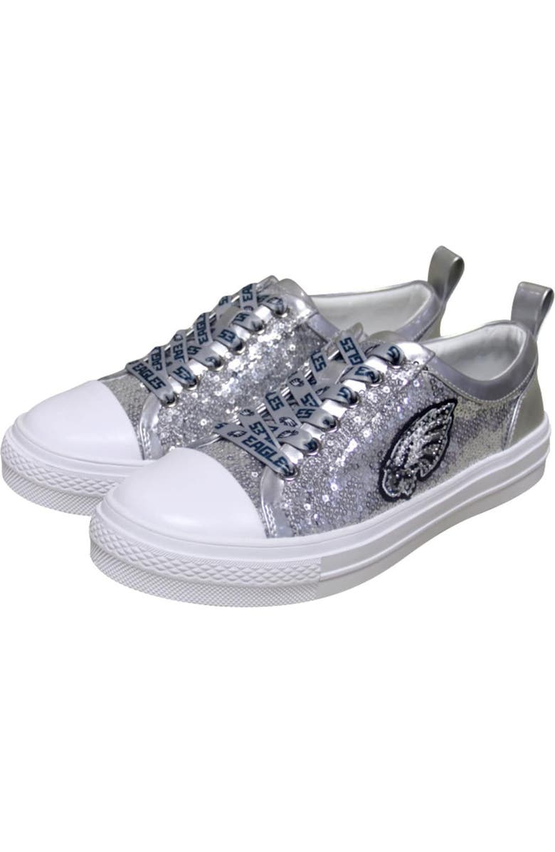 CUCE Women's Cuce Silver Philadelphia Eagles Team Sequin Sneakers, Alternate, color,