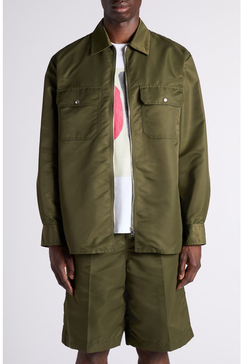 Water Repellent Nylon Zip Overshirt, Main, color, 3293 SHRUB