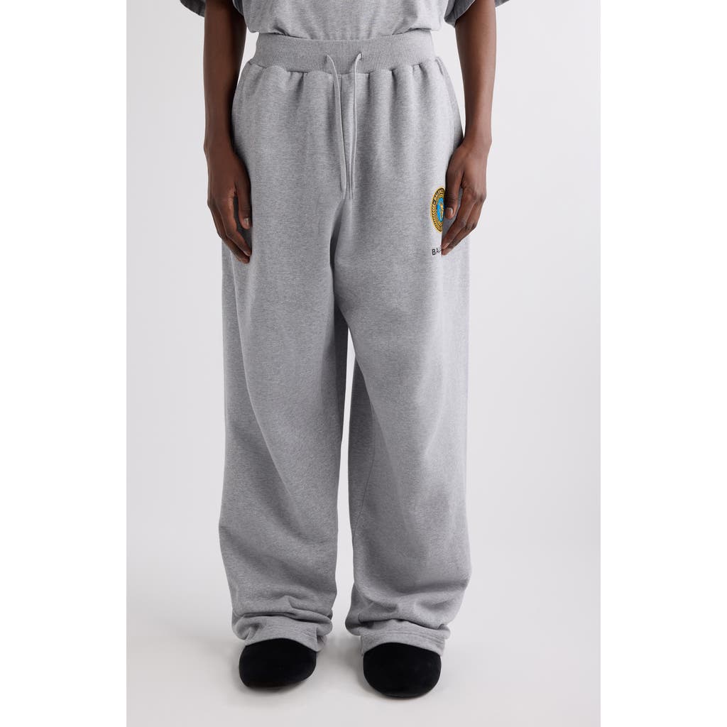 Balenciaga Wide Grey Uniform Merch Trousers In Gray