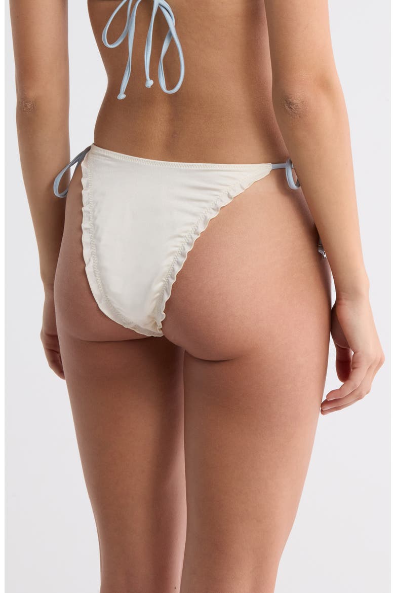 Cecilia Ruffle Star Charm Side Tie Bikini Bottoms, Alternate, color, GARDENIA