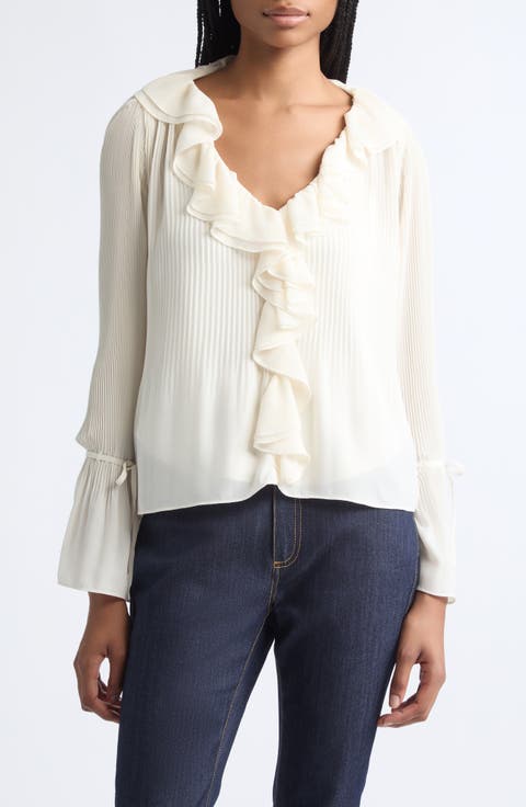 Nixen Pleated Ruffle Top