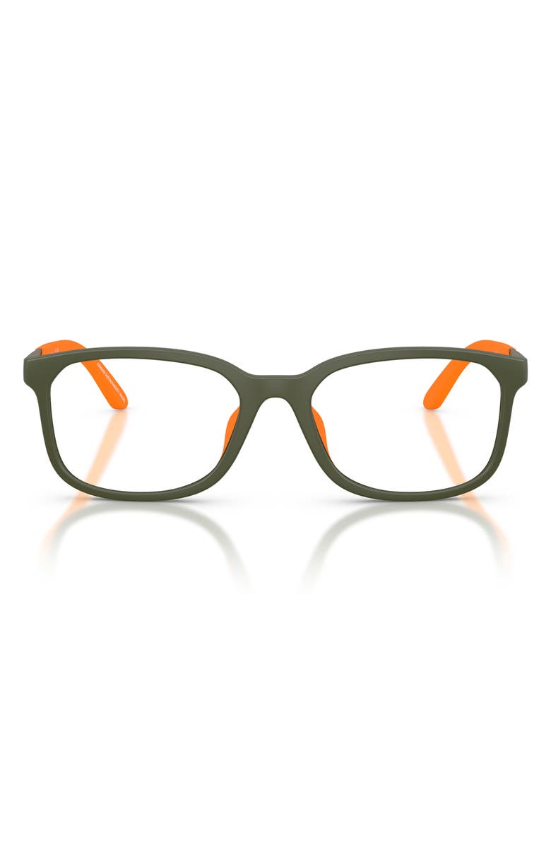 Emporio Armani Kids' 47mm Pillow Optical Glasses, Main, color, Matte Green / Demo Lens