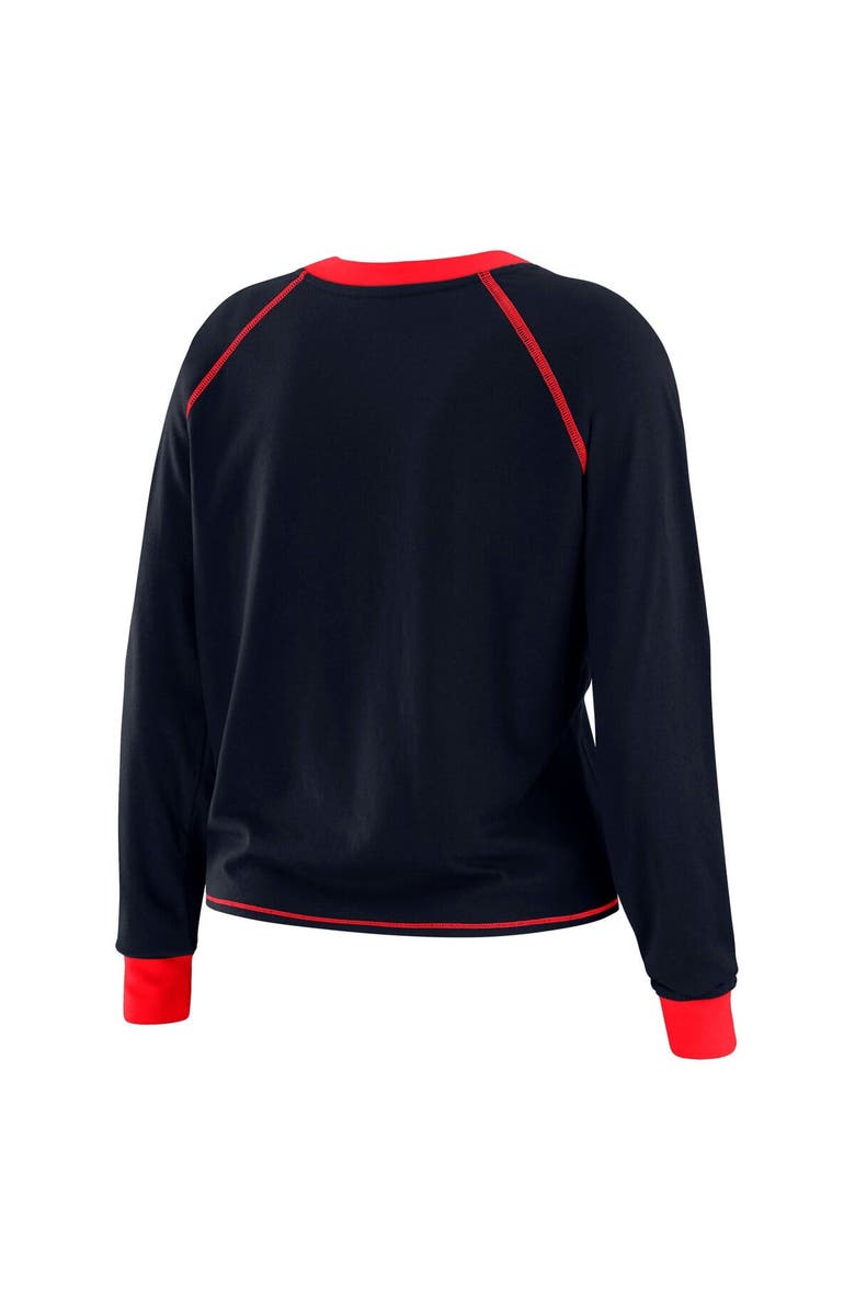 WEAR by Erin Andrews Women's WEAR by Erin Andrews Navy/Red Houston Texans Tie-Front Long Sleeve Top, Alternate, color, Navy