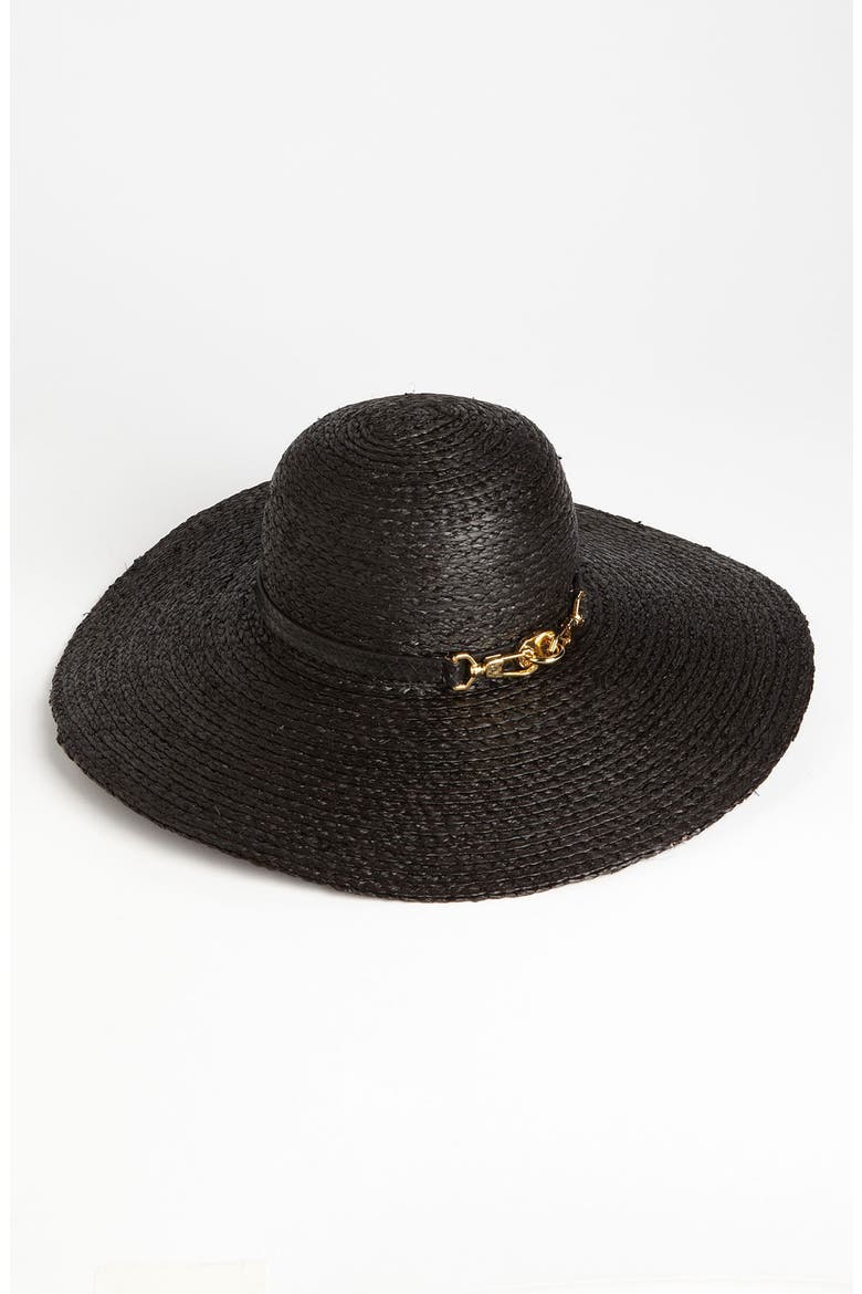 Woven Sun Hat, Main, color, BLACK/ GOLD