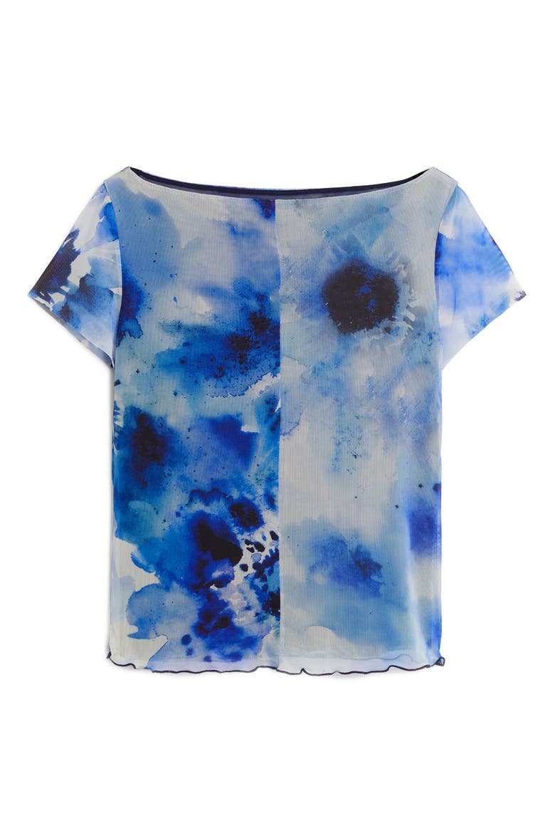 Boat Neck Mesh T-Shirt, Alternate, color, DARK BLUE