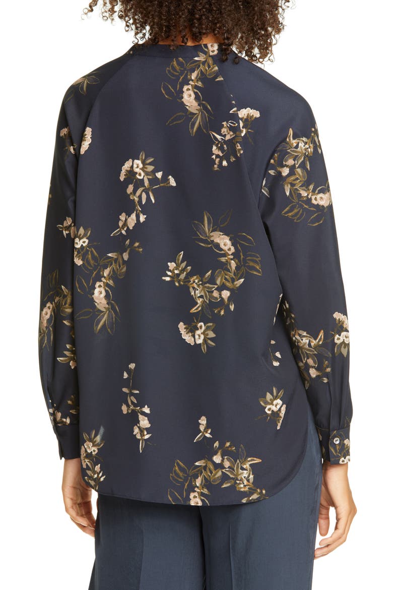 Painted Blooms Floral High/Low Blouse, Alternate, color, COASTAL