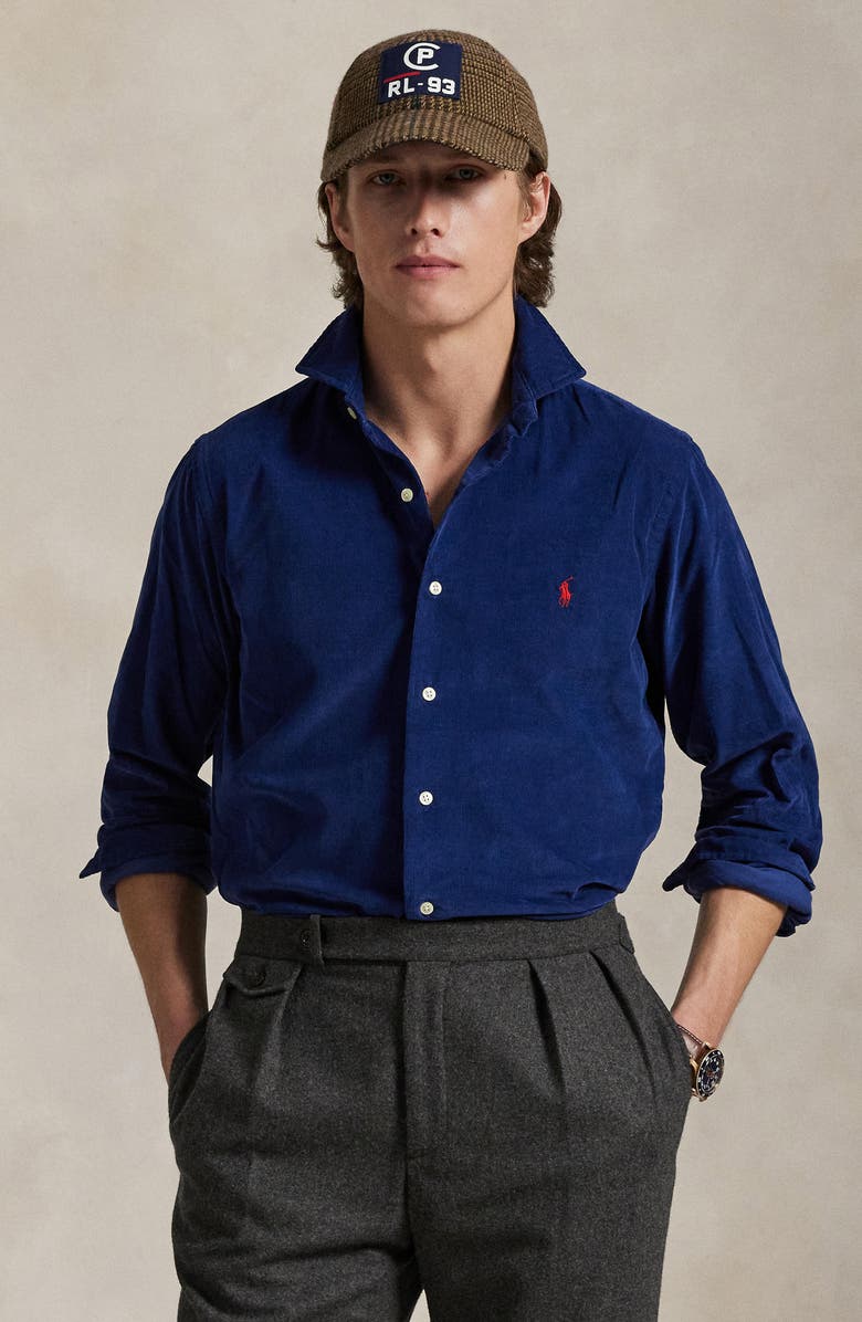 Polo Ralph Lauren Classic Fit Solid Cotton Corduroy Button-Up Shirt, Alternate, color, Freshwater