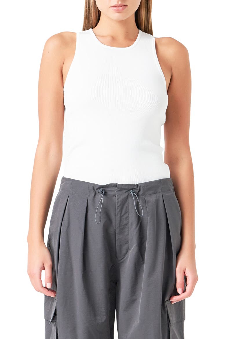 Racerback Rib Sweater Tank, Main, color, CREAM