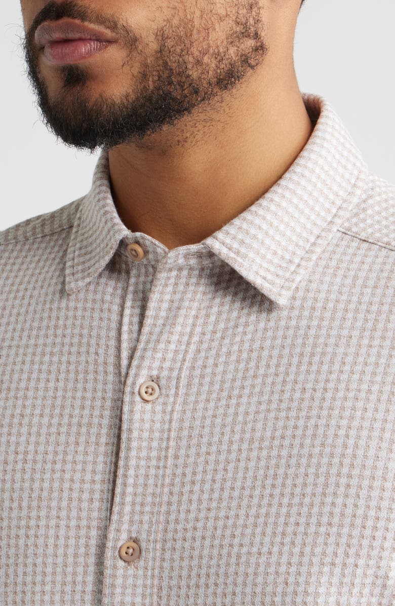 Johnston & Murphy Bennett Gingham Short Sleeve Button-Up Shirt, Alternate, color, Tan Gingham