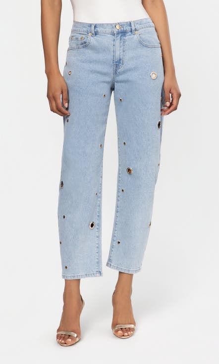 Quincey Grommet Barrel Jeans