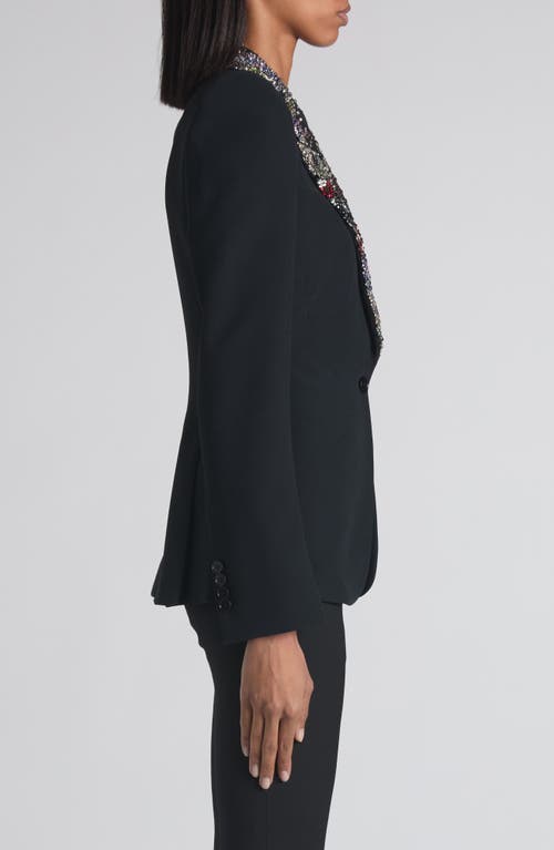 Alexander Mcqueen Mcqueen Embellished Lapels Crepe Blazer In Black