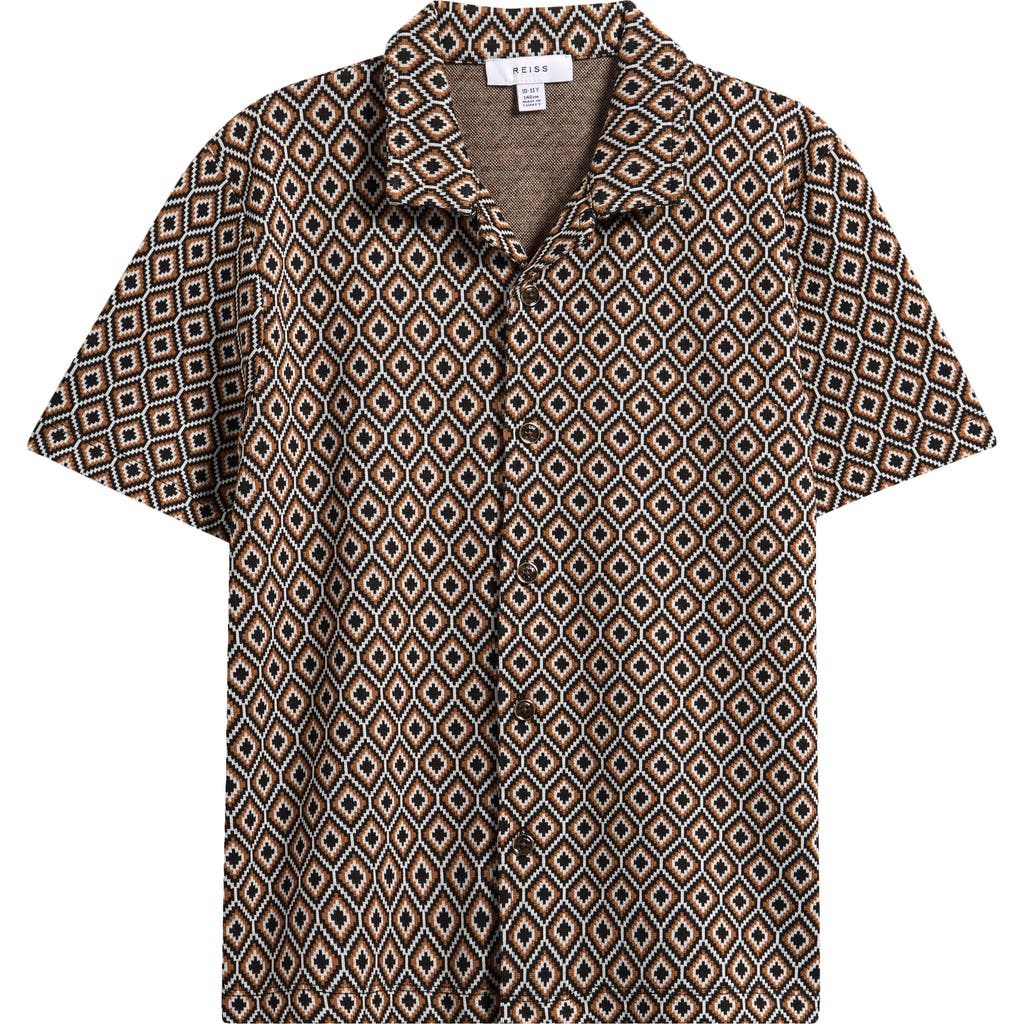 Reiss Kids' Grove Button-up Cuban Shirt In Pattern