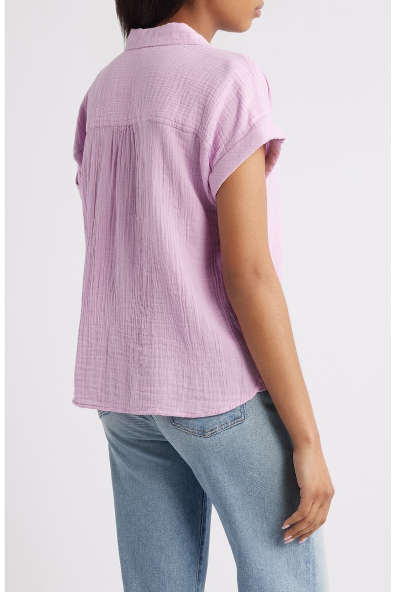 Dawson Short Sleeve Cotton Button-Up Shirt, Alternate, color, LILAC PINK