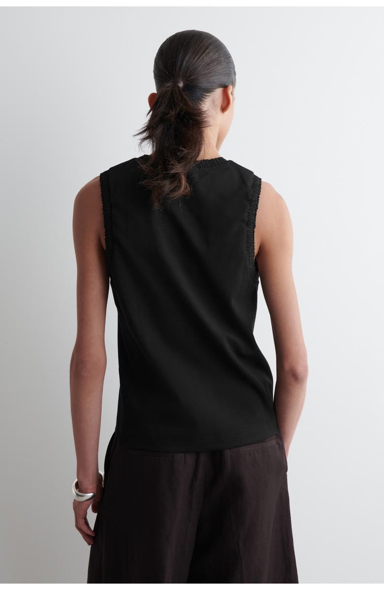 COS Gathered Cotton Tank Top, Alternate, color, Black