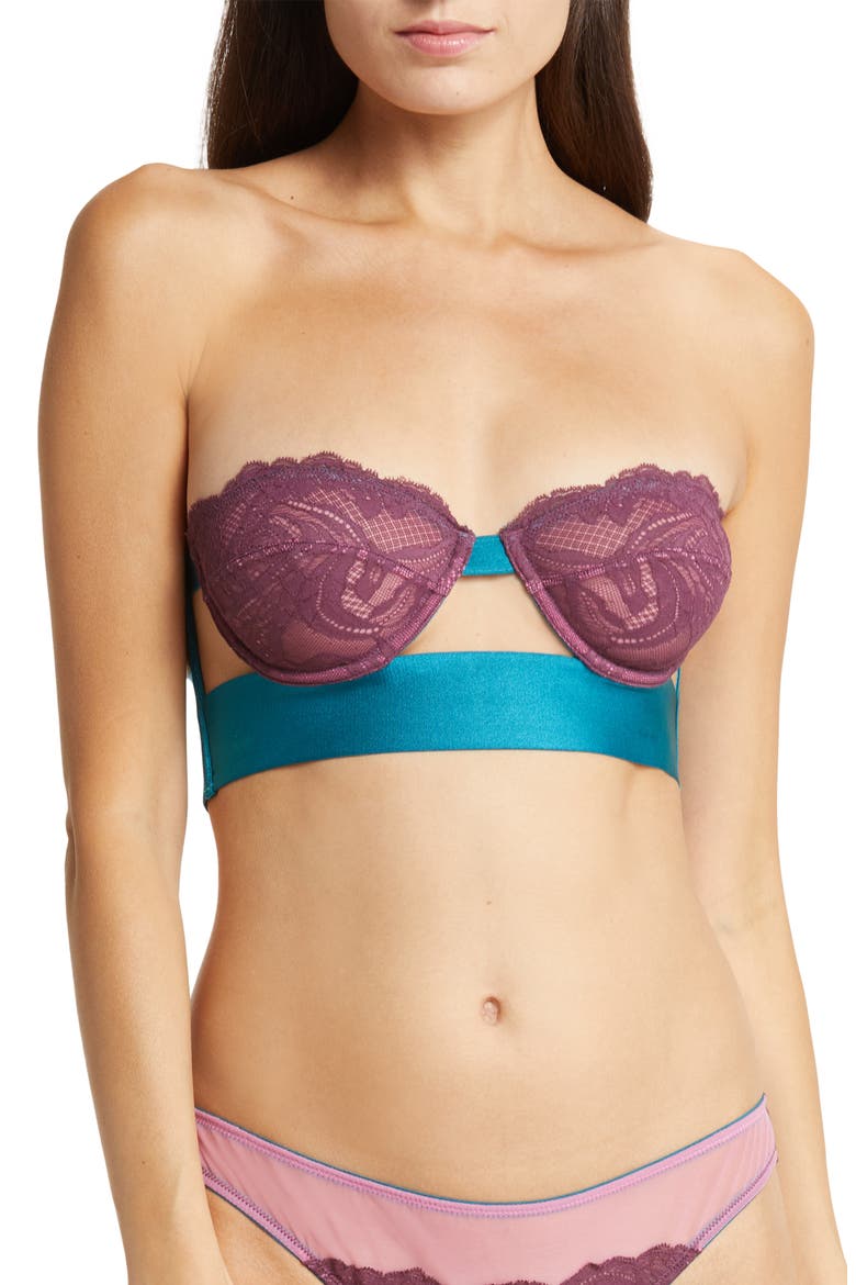 Clementine Lace Strapless Underwire Bra, Main, color, WINE