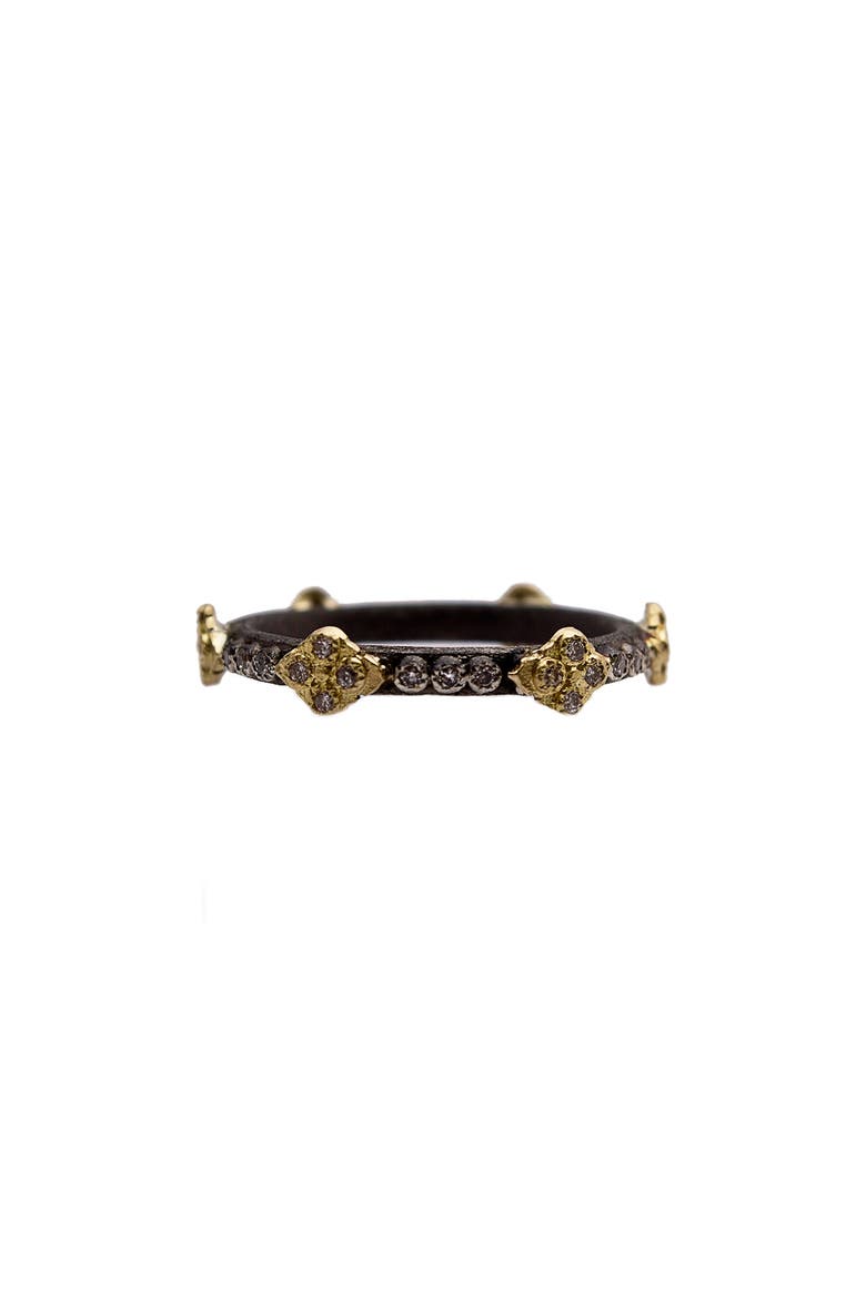 Old World Crivelli Diamond Stack Ring, Main, color, BLACKENED SILVER/ YELLOW GOLD