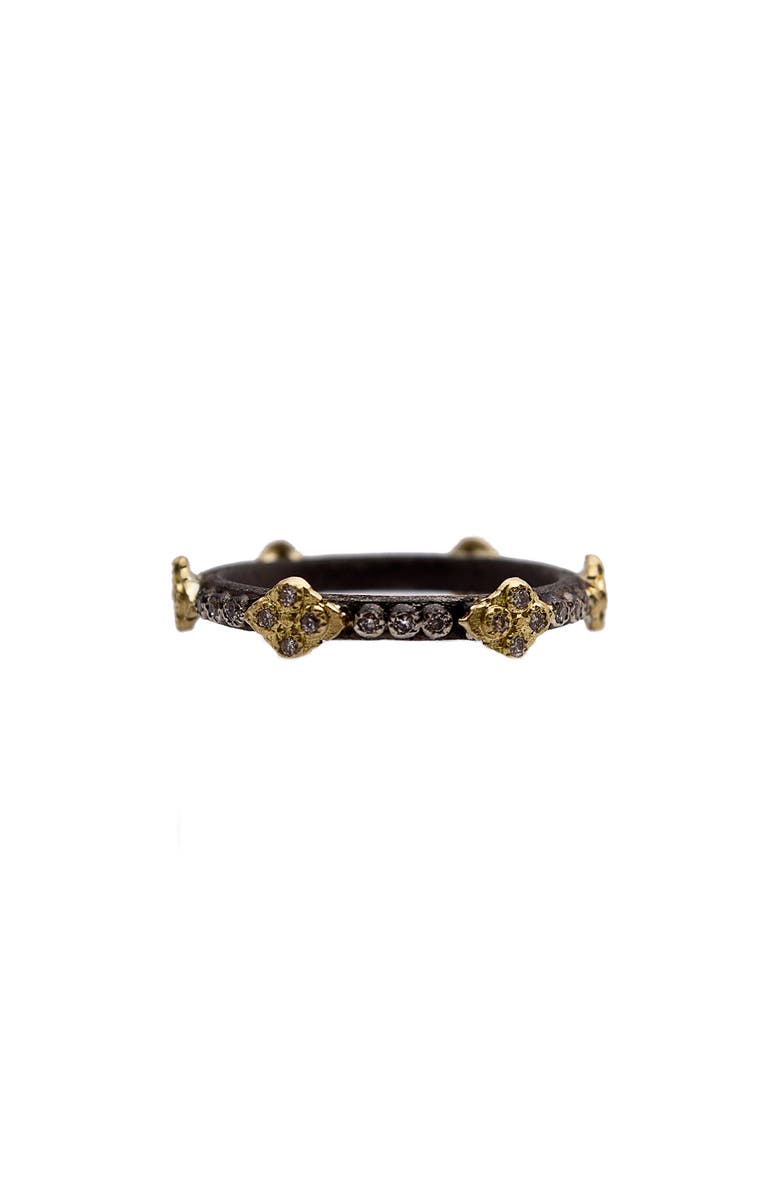 Armenta Old World Crivelli Diamond Stack Ring, Main, color, Blackened Silver/ Yellow Gold