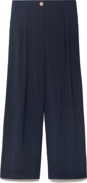MANGO Pleated Straight Leg Ankle Pants