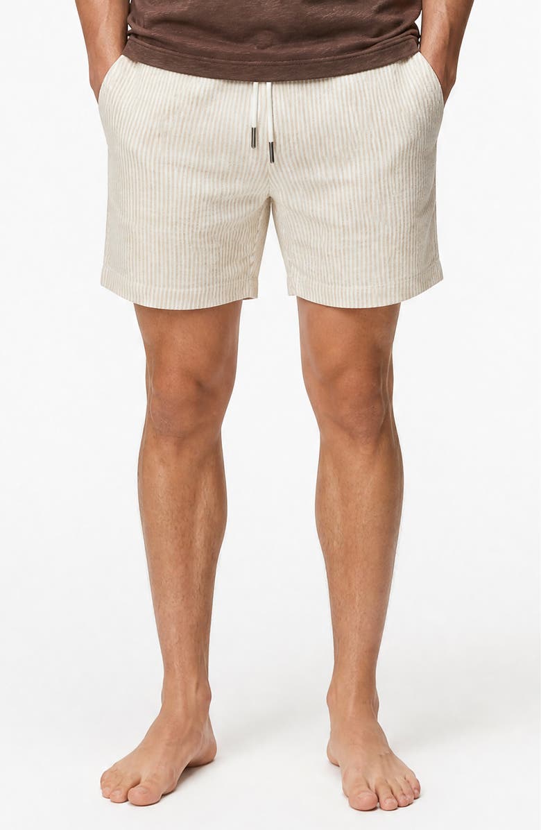 Onia Linen Blend Pull-On Shorts, Alternate, color, Sand