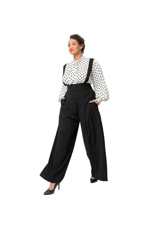 Plus Size Wide Leg Rochelle Suspender Pants