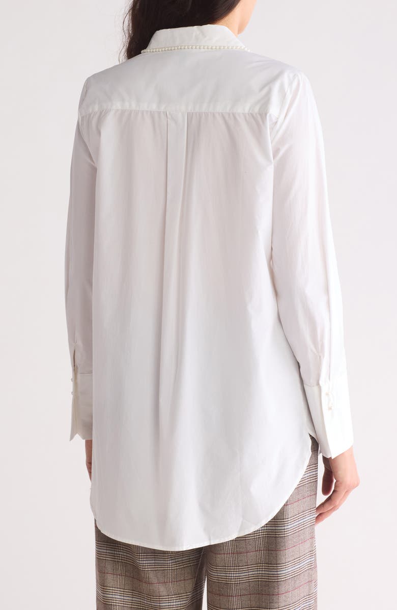 Ellen Tracy Beaded Collar Button-Up Shirt, Alternate, color, White