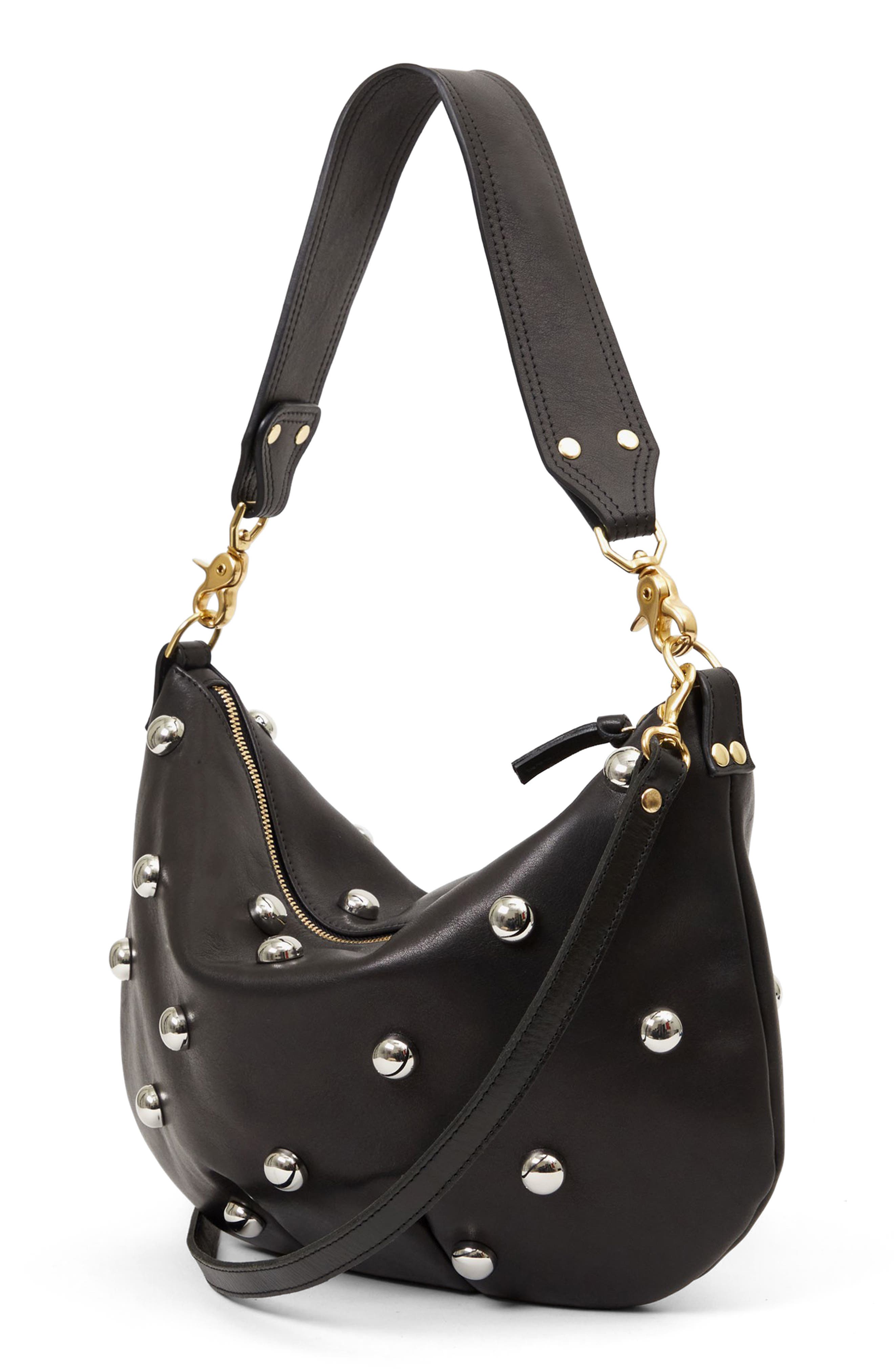 Clare V. Moyen Stud Leather Messenger Bag, Alternate, color, 