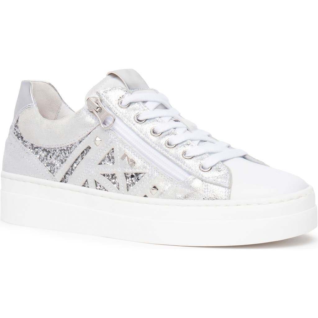 Nerogiardini Metallic Side Zip Platform Sneaker In Silver