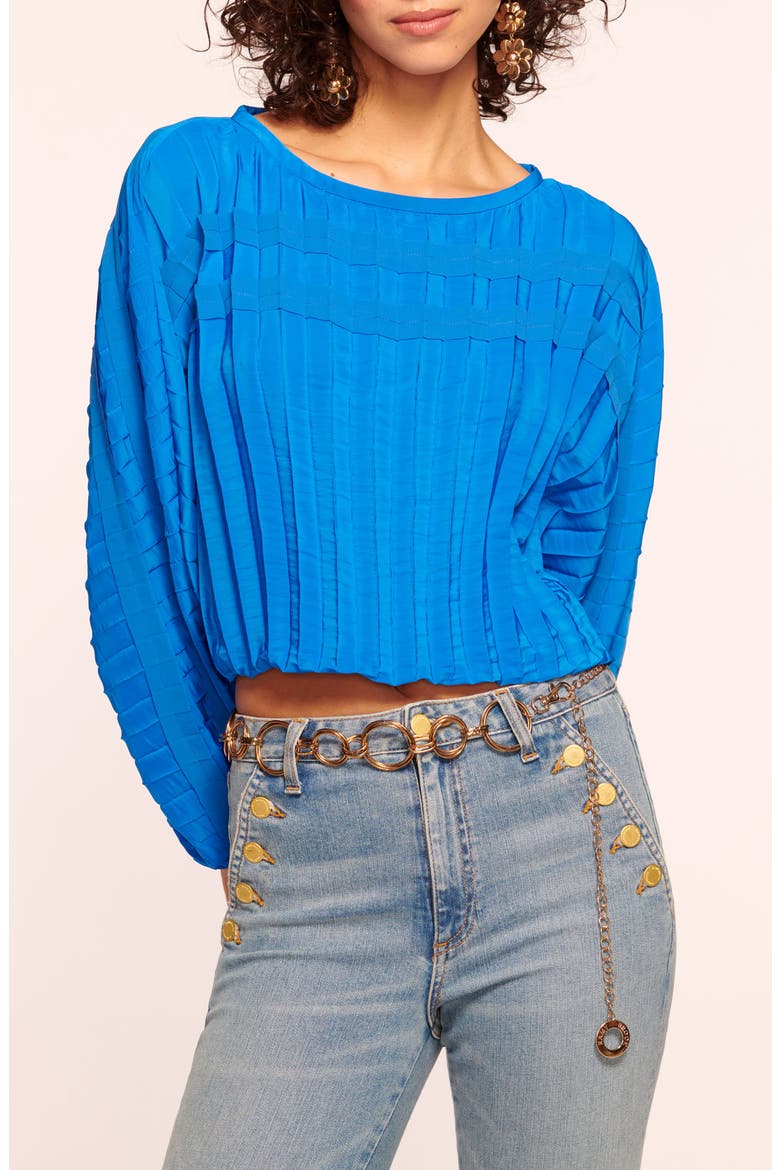 Macy Pleated Bubble Top, Main, color, MARRAKECH BLUE