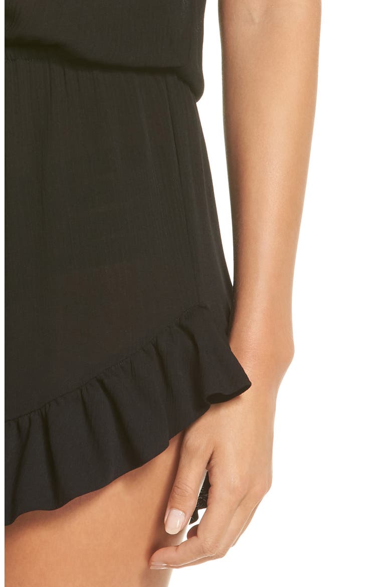 Ruffle Sleeve Cover-Up Romper, Alternate, color, BLACK