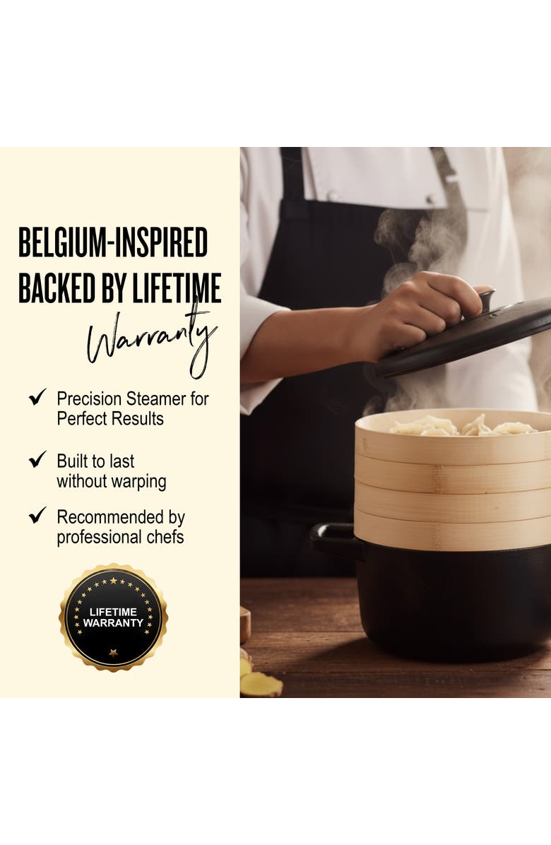 Alva Nori 2.5 Qt Enameled Cast Iron Cocotte Dutch Oven
Steamer Set, Alternate, color, Black