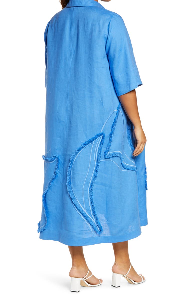 Lafayette 148 New York Sera Fringe Linen Shift Dress, Alternate, color,