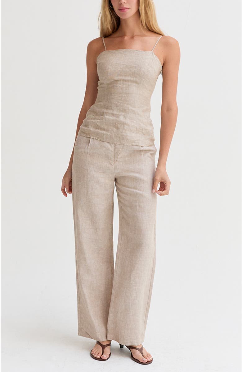 CRESCENT Sleeveless Linen Top, Alternate, color, Oatmeal