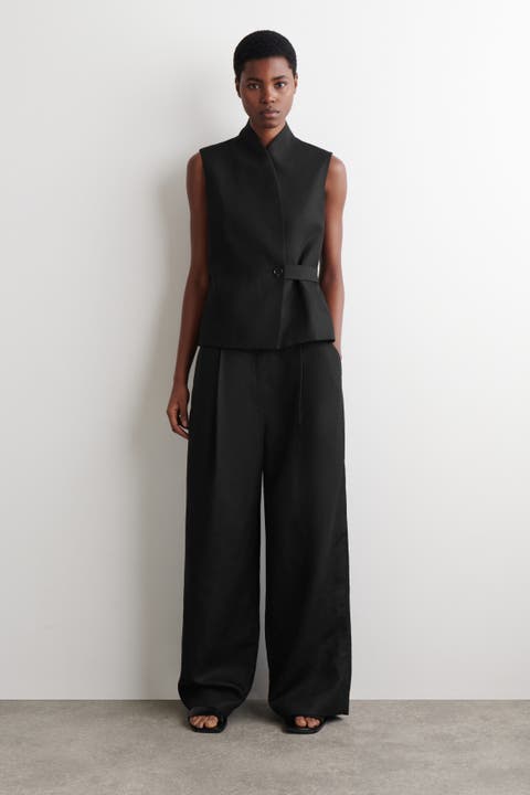 Relaxed Linen-Blend Wide-Leg Pants