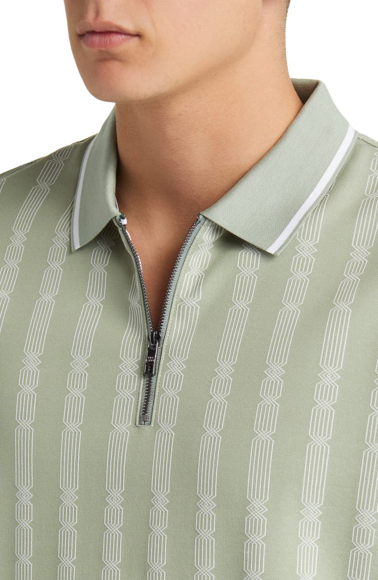 Ted Baker London Icken Regular Fit Cable Stripe Jacquard Zip Polo, Alternate, color, 