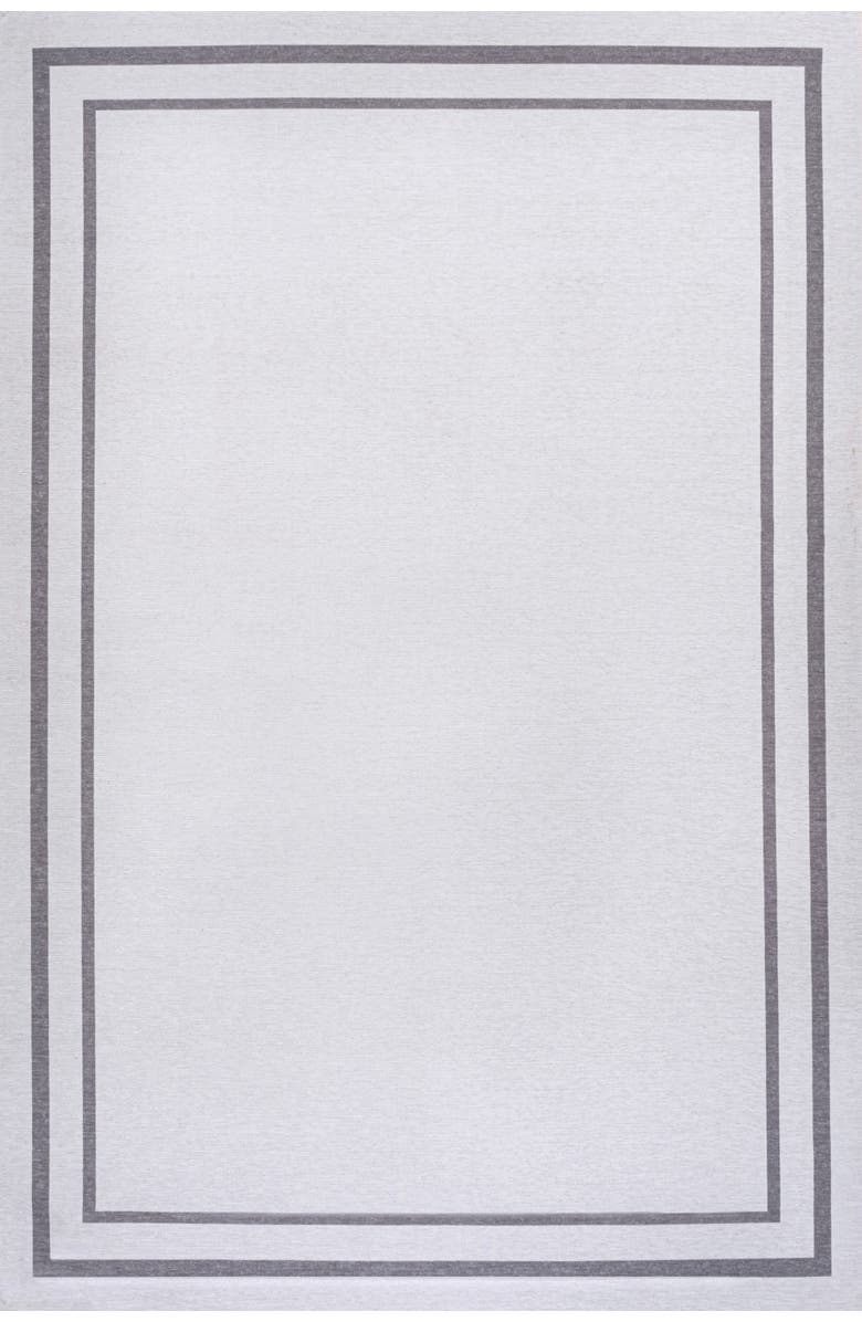 JONATHAN Y Sloane Classic 2-Stripe Border Washable Area Rug, Alternate, color, White/Gray